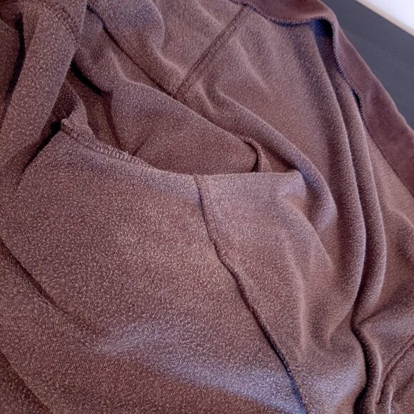 Lands End Velour Full Zip Jacket Sweatshirt Brown Fall Winter Size Large 14 16 - Picture 10 of 12